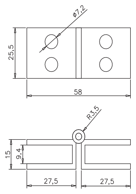 Düz Camdan Cama Menteşe · 4182 — Teknik çizim